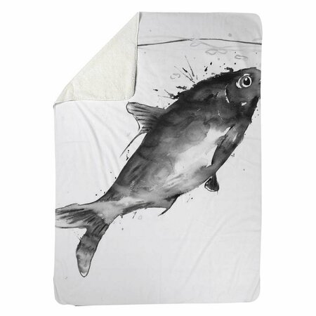 BEGIN HOME DECOR 60 x 80 in. Happy Swimming Fish-Sherpa Fleece Blanket 5545-6080-AN449